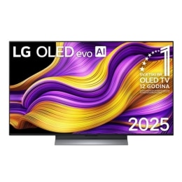 Prednji prikaz televizora LG OLED evo AI G5 4K Smart TV. Na zaslonu se prikazuju amblem „Najbolji OLED na svijetu već 12 godina” i logotip modela LG OLED evo AI 2025.2