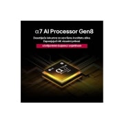 LG Televizor LG QNED AI QNED80 4K Smart TV 2025 od 65 inča, Procesor alpha 7 AI Processor Gen8 svijetli žutim svjetlom, a iz njega izlaze raznobojni bljeskovi svjetla. Naslov upućuje kako procesor omogućuje kvalitetu u rezoluciji od 4K, zapanjujuće boje i osvj, 65QNED80A3A, thumbnail 5