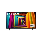 LG Televizor LG UHD AI UT91 4K Smart TV 2024 od 98 inča, Prednji prikaz televizora LG UHD TV, UT90 s tekstom LG UHD AI ThinQ, 2024,. i logotipom operativno sustava webOS Re:New Program na zaslonu, 98UT91006LA, thumbnail 1