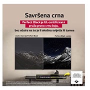 LG  LG OLED evo AI C5 4K Smart TV 2025 od 55 - inča, Dnevni boravak s televizorom LG OLED TV koji je montiran na zidu. Na televizoru se prikazuje planinski lanac na tamnom večernjem nebu ispunjenom zvijezdama. Scena je podijeljena na pola. Na jednoj str, OLED55C51LA, thumbnail 7