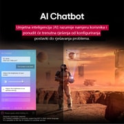 LG OLED evo AI M5 4K Smart TV 2025 od 65 inča, Na zaslonu televizora LG TV prikazuje se znanstvenofantastični sadržaj. Na zaslonu se nalazi sučelje AI Chatbota. Korisnik šalje poruku automatiziranom programu za čavrljanje chatbot u kojoj piše kako, OLED65M59LA, thumbnail 11