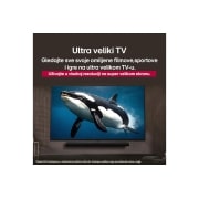 LG Televizor LG UHD AI UA75 4K Smart TV 2025 od 75 inča, Na zaslon LG UHD TV-a prikazuje se početna stranica operativnog sustava  webOS 25 ispunjena aplikacijama i zabavnim sadržajem. Pored televizora nalazi se daljinski upravljač LG AI Magic Remote AI gumb, 75UA75006LA, thumbnail 8