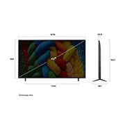 LG Televizor LG NanoCell AI NANO80 4K Smart TV 2025 od 43 inča , Prednji i bočni prikaz televizora LG NanoCell AI 4K Smart TV koji prikazuje dimenzije njegove duljine, širine, visine i dubine., 43NANO80A3B, thumbnail 4