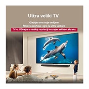 LG Televizor LG QNED AI QNED84 4K Smart TV 2025 od 75 inča, Krajobrazna slika špilje koja gleda u vedro plavo nebo podijeljena je po sredini, pri čemu je jedan polovica slike koja je izblijedjela, a druga polovica ima oštar kontrast. Dolje lijevo je sličica ka, 75QNED84A3C, thumbnail 9