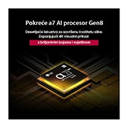LG Televizor LG NanoCell AI NANO90 4K Smart TV 2025 od 65 inča , Procesor alpha 7 AI Processor Gen8 svijetli žutim svjetlom, a iz njega izlaze raznobojni bljeskovi svjetla. Naslov upućuje kako procesor omogućuje kvalitetu u rezoluciji od 4K, zapanjujuće boje i osvj, 65NANO90A3B, thumbnail 6