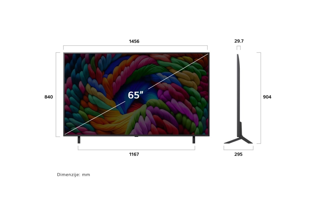 LG Televizor LG NanoCell AI NANO90 4K Smart TV 2025 od 65 inča , Prikaz s lijeve strane televizora LG NanoCell TV., 65NANO90A3B, thumbnail 4