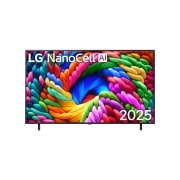 LG Televizor LG NanoCell AI NANO90 4K Smart TV 2025 od 65 inča , Prednji prikaz televizora NanoCell TV, logotip LG NanoCell Al nalazi se u gornjem uglu. Na televizoru LG NanoCell TV prikazuju se šarene boje u teksturi sličnoj slici koje se spajaju., 65NANO90A3B, thumbnail 1