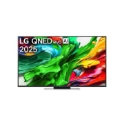 LG Televizor LG QNED evo AI QNED87 4K Smart TV 2025 od 55 inča, Prednji prikaz televizora LG QNED evo TV, logotip LG QNED evo Al u gornjem uglu. Na televizoru LG QNED evo TV prikazuju se šarene boje u teksturi sličnoj slici koje se spajaju., 55QNED87A3B, thumbnail 1