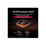 LG Televizor LG QNED evo AI QNED87 4K Smart TV 2025 od 55 inča, Procesor alpha 8 AI Processor Gen2 svijetli narančastim i ružičastim svjetlom, a iz njega izlaze bljeskovi svjetla. Naslov upućuje kako procesor omogućuje kvalitetu u rezoluciji od 4K, zapanjujuće boj, 55QNED87A3B, thumbnail 4