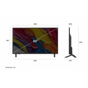 LG Televizor LG QNED AI QNED84 4K Smart TV 2025 od 43 inča, Prednji i bočni prikaz televizora G QNED AI 4K Smart TV koji prikazuje dimenzije njegove duljine, širine, visine i dubine., 43QNED84A3C, thumbnail 4
