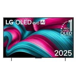 Prednji prikaz televizora LG OLED evo AI G5 4K Smart TV. Na zaslonu se prikazuju amblem „Najbolji OLED na svijetu već 12 godina” i logotip modela LG OLED evo AI 2025.2
