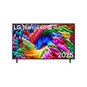 LG Televizor LG NanoCell AI NANO90 4K Smart TV 2025 od 55 inča , Prednji prikaz televizora NanoCell TV, logotip LG NanoCell Al nalazi se u gornjem uglu. Na televizoru LG NanoCell TV prikazuju se šarene boje u teksturi sličnoj slici koje se spajaju., 55NANO90A3B, thumbnail 1