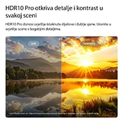 LG Pametni televizor LG NANO 4K UHD AI NU80 Smart TV 2026 od 43 inča, Na televizoru LG NANO 4K UHD AI NU80 ističe se tehnologija HDR10 Pro na podijeljenoj slici na kojoj se uspoređuju tehnologije SDR i HDR10 Pro, otkrivajući svjetlije istaknute dijelove, tamnije sjene i, 43NU800B3LC, thumbnail 4