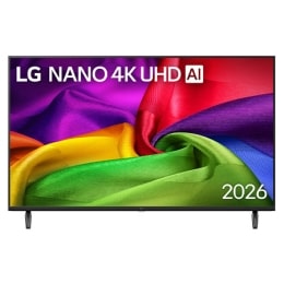 Prednji prikaz televizora LG NANO 4K UHD AI NU80, koji se na tržištu pojavio 2026., ispunjava zaslon bogatim slojevima obojenih tekstura nalik tkanini, dok se zakrivljeni raznobojni nabori isprepleću 2