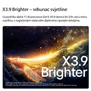 LG 55 inča LG OLED evo AI G6 4K Smart TV 2026, Na televizoru LG OLED evo AI G6 sa značajkom pojačanja osvjetljenja Brightness Booster Ultra prikazuje se tamna scena u kojoj se jarko osvijetljena silueta kita ističe usred sjajnih čestica, omogućuju, OLED55G61LW, thumbnail 5