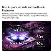 LG 55 inča LG OLED evo AI G6 4K Smart TV 2026, Procesor alpha 11 AI Processor 4K Gen3 televizora LG OLED evo G6 AI TV svijetli ljubičastim i plavim svjetlom na tamnoj ploči sa sklopovima, ističući tehnologiju Dual AI Engine i omogućujući do 5,6 pu, OLED55G61LW, thumbnail 8