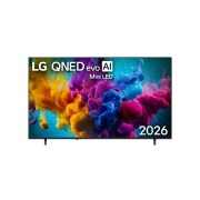 LG QNED evo AI Mini LED QNED8M 4K Smart TV od 75 inča, model 2026., Pogled sprijeda na televizor LG QNED evo AI Mini LED QNED8M, izdan 2026. godine, prikazuje zaslon ispunjen živopisnim, tekućim naletima višebojnih pokreta nalik na boju, dok se bogato slojeviti oblaci, 75QNED8MB6A, thumbnail 1