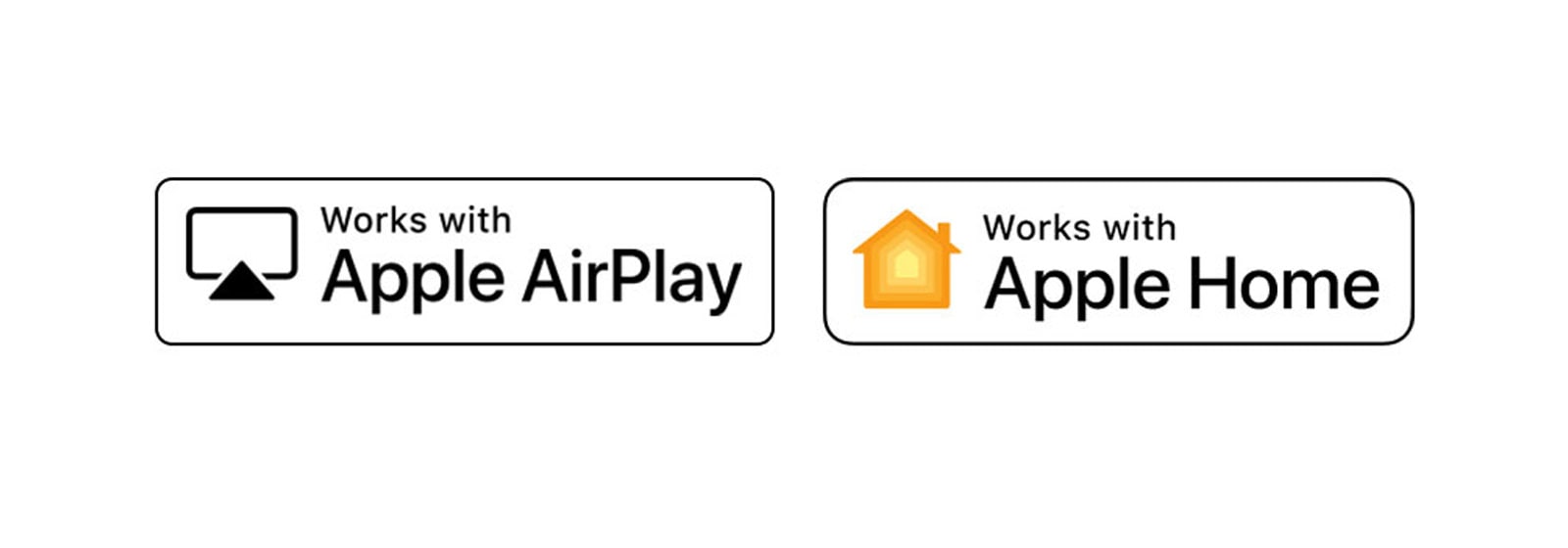 Logotip na "Deluje z Apple AirPlay" (Deluje z Apple AirPlay) Logo na "Deluje z Apple Home" (Deluje z Apple Home).