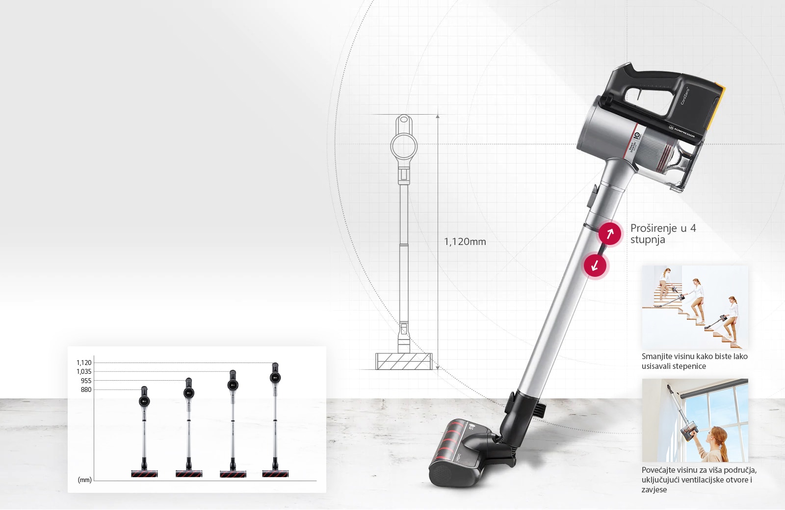 Teleskopski štap za udobno usisavanje,