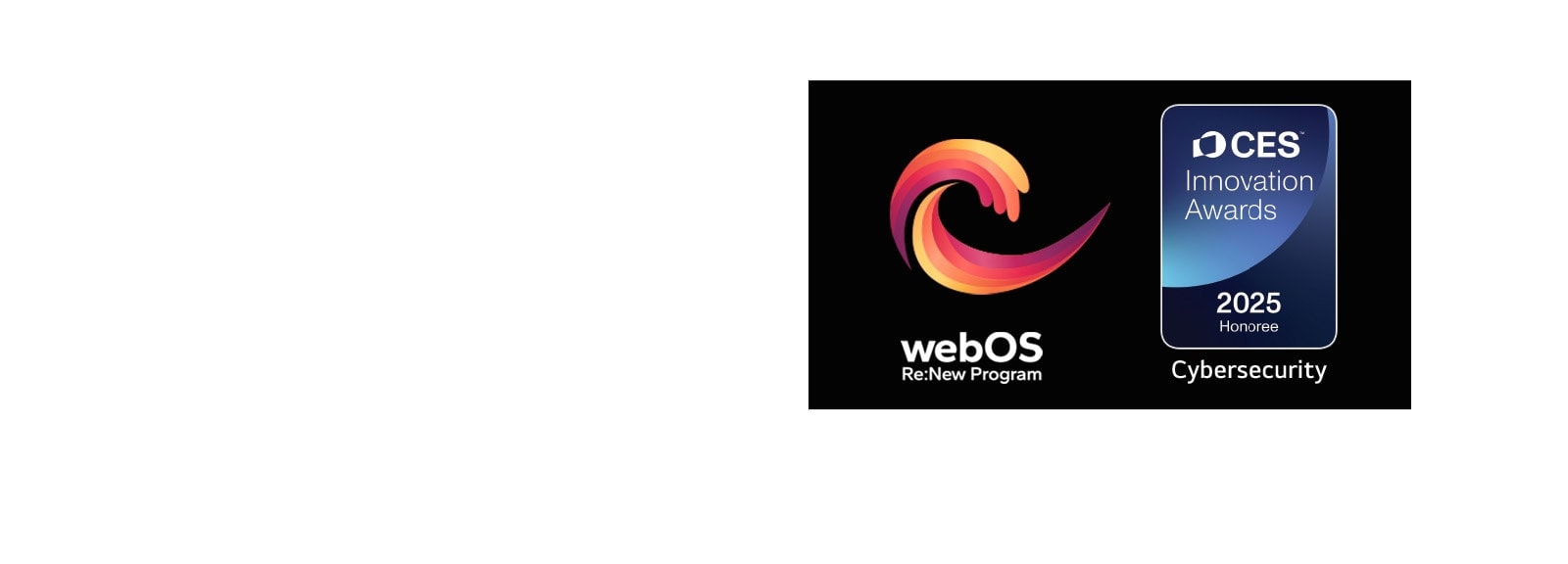 Logotip i naziv operativnog sustava webOS Re:New Program i pored njega oznaka CES Innovation Awards 2025 Honoree. 