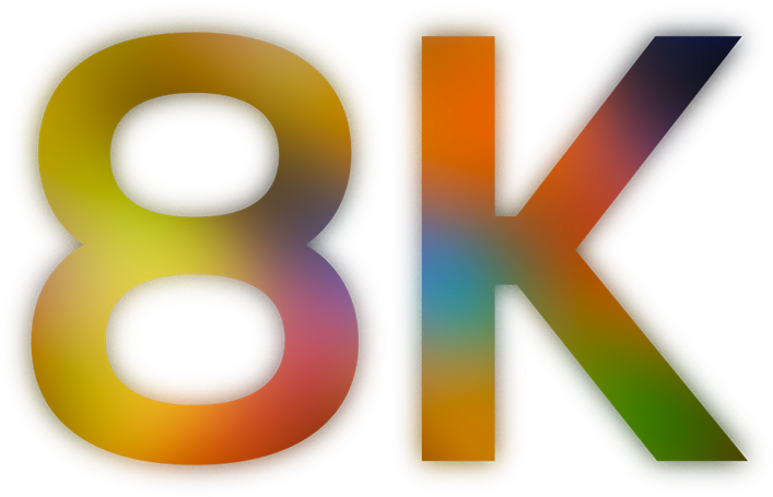 Brojni pikseli spajaju se kako bi napravili detaljan noćni pogled na grad iz ptičje perspektive i tada se pojavljuje riječ 8K