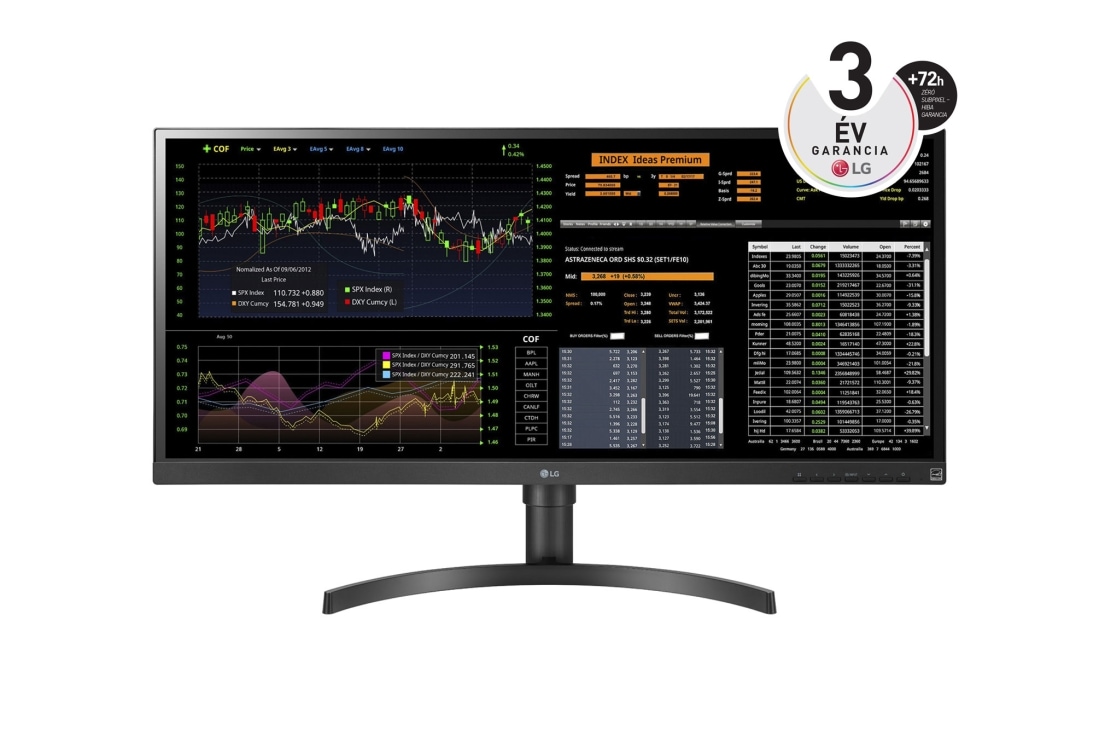 LG 34'' méretű 21:9 képarányú UltraWide™ Thin Client IPS kijelző, elölnézet, 34CN650W-AC