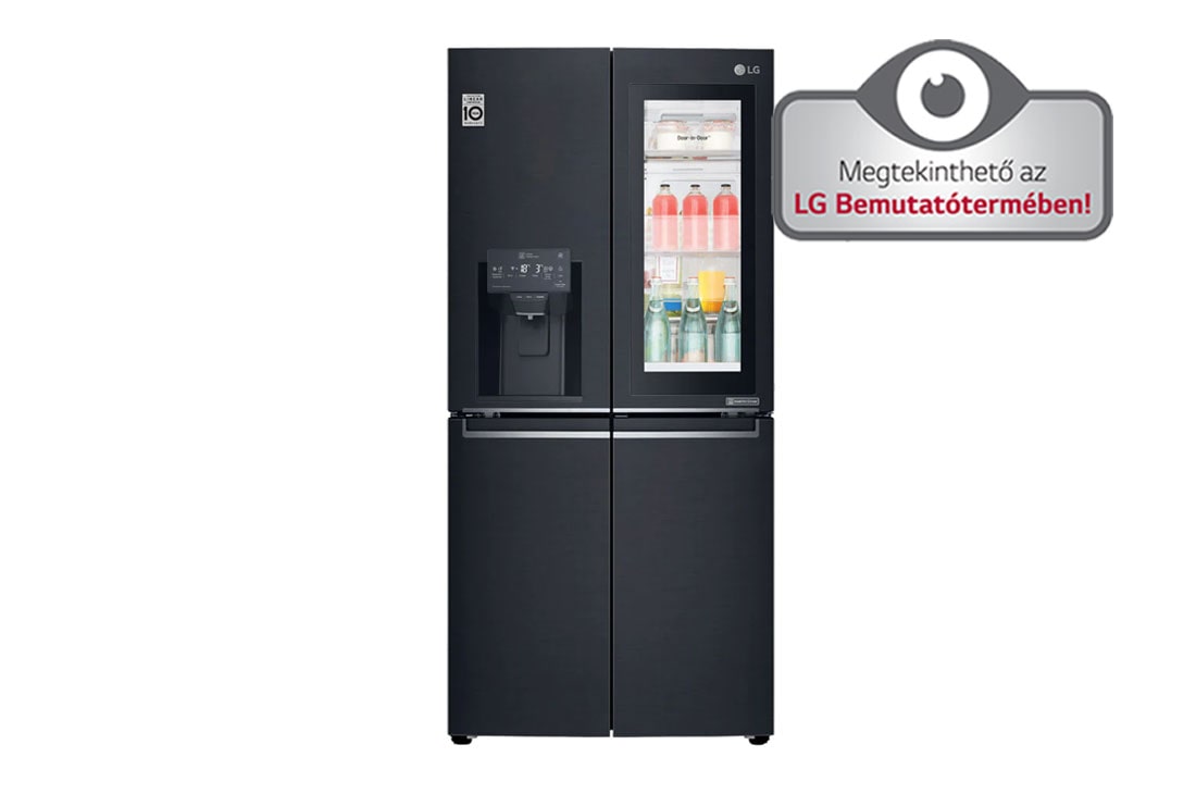 LG InstaView Door-in-Door™ Keskeny négyajtós hűtőszekrény, DoorCooling⁺™ és ThinQ™ technológia, 508L kapacitás, GMX844MCKV