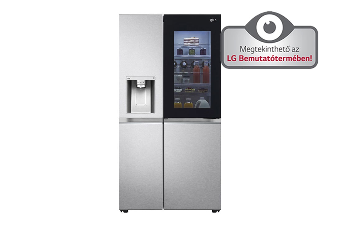 LG InstaView Door-in-Door™ Side-by-Side hűtőszekrény DoorCooling<sup>+</sup>™ és ThinQ™ technológia, 635L kapacitás, GSXV91MBAE, GSXV91MBAE