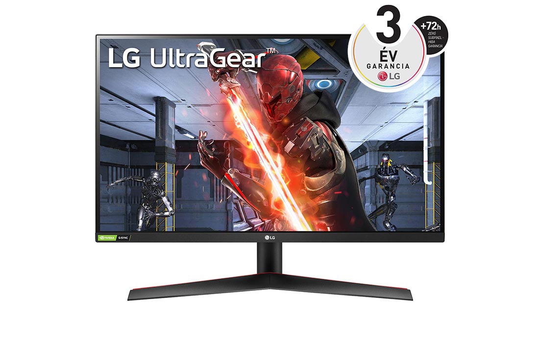LG 27'' méretű Ultragear™ IPS gaming monitor HDR10-zel és AMD FreeSync™ (Premium) technológiával  , elölnézet, 27GN800-B