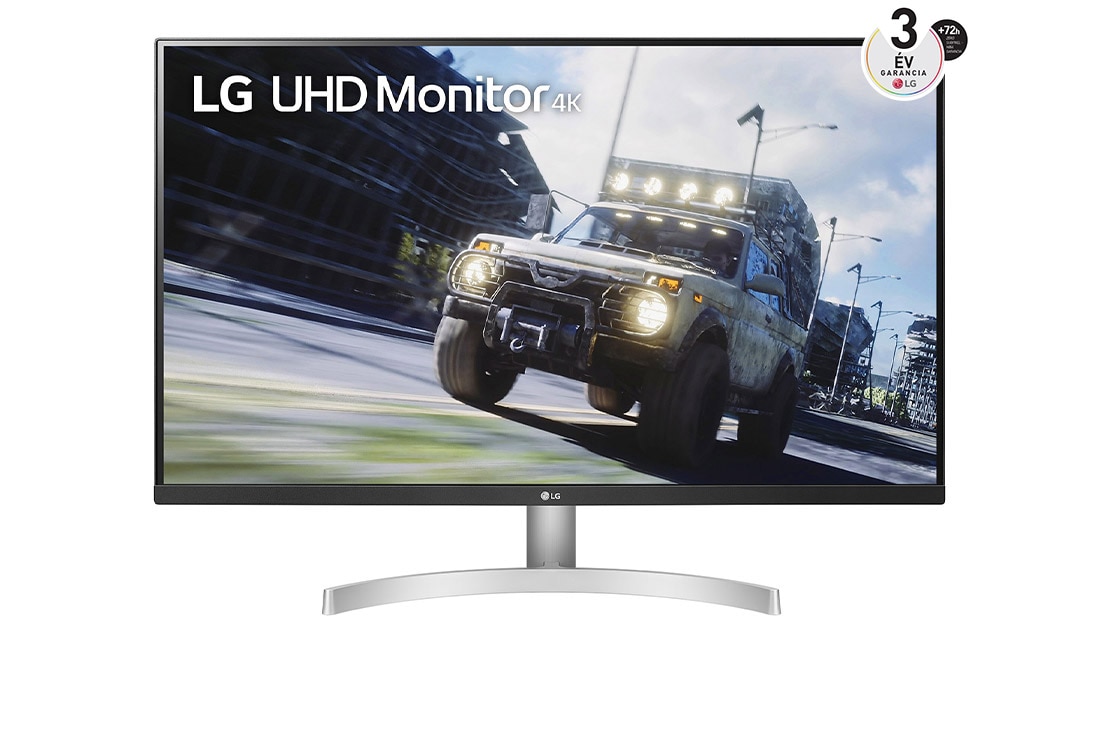 LG 31,5'' méretű UHD 4K(3840x2160) monitor HDR10-zel és  AMD FreeSync™ technológiával, elölnézet, 32UN500-W