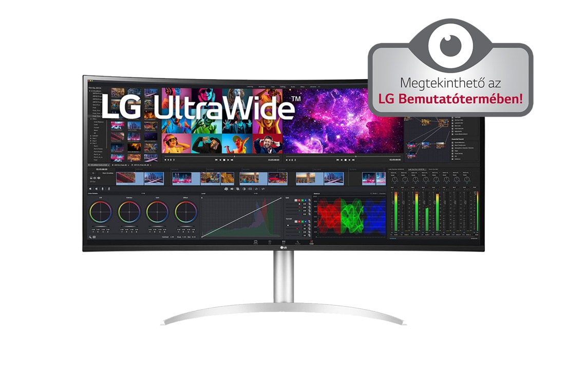LG 40”-os UltraWide™ 21:9 képarányú, ívelt 5K2K Nano IPS monitor, elölnézet, 40WP95C-W