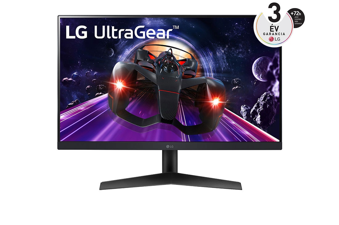 LG 23,8”-os UltraGear™ Full HD IPS 1 ms (GtG) Gaming monitor, elölnézet, 24GN60R-B