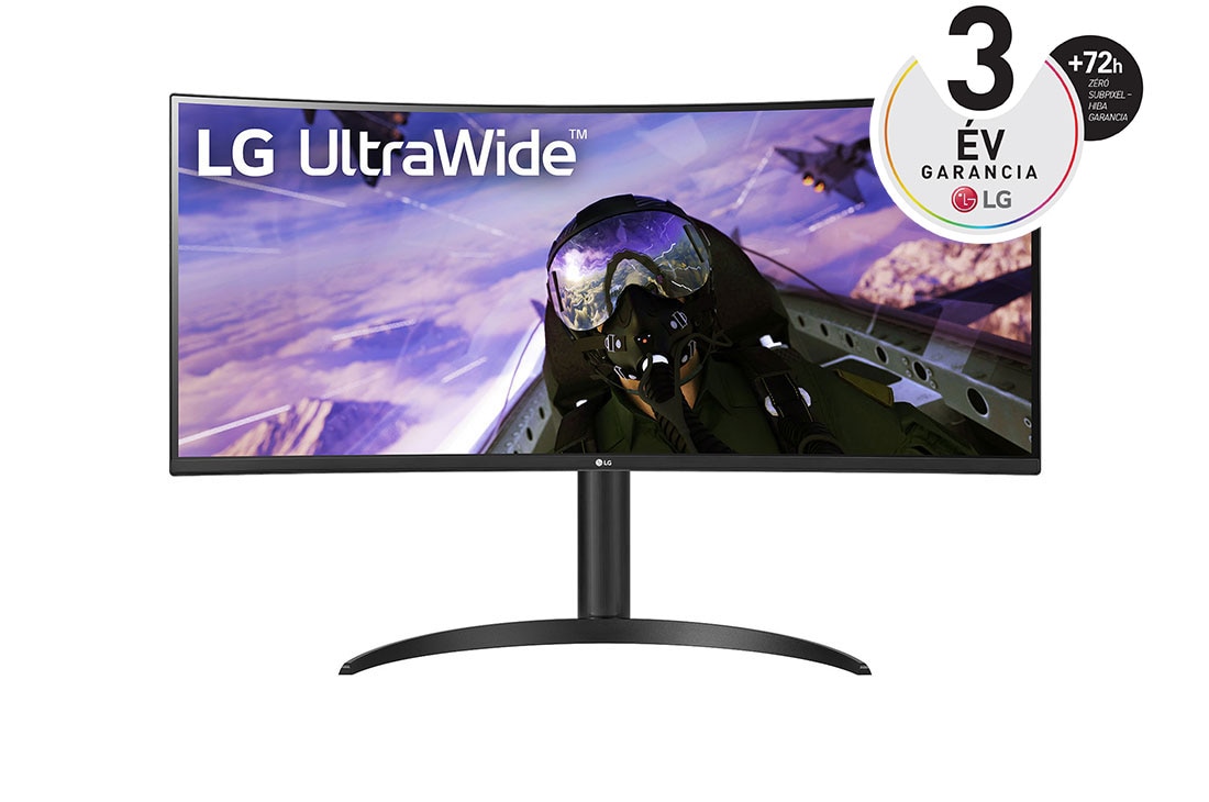 LG 34'' méretű, 21:9 képarányú QHD monitor AMD FreeSync™(Premium) technológiával és 1ms MBR-rel, elölnézet, 34WP65CP-B, thumbnail 0