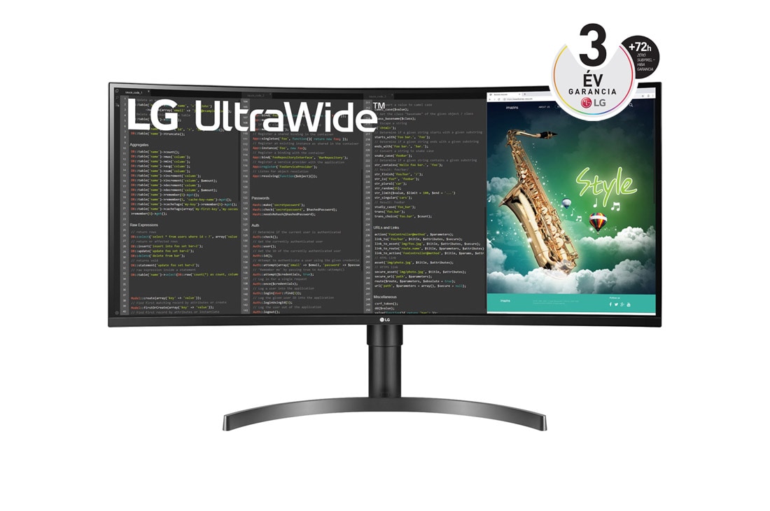 LG 35'' méretű 21:9 képarányú UltraWide™ QHD monitor HDR 10-zel, elölnézet, 35WN75CP-B