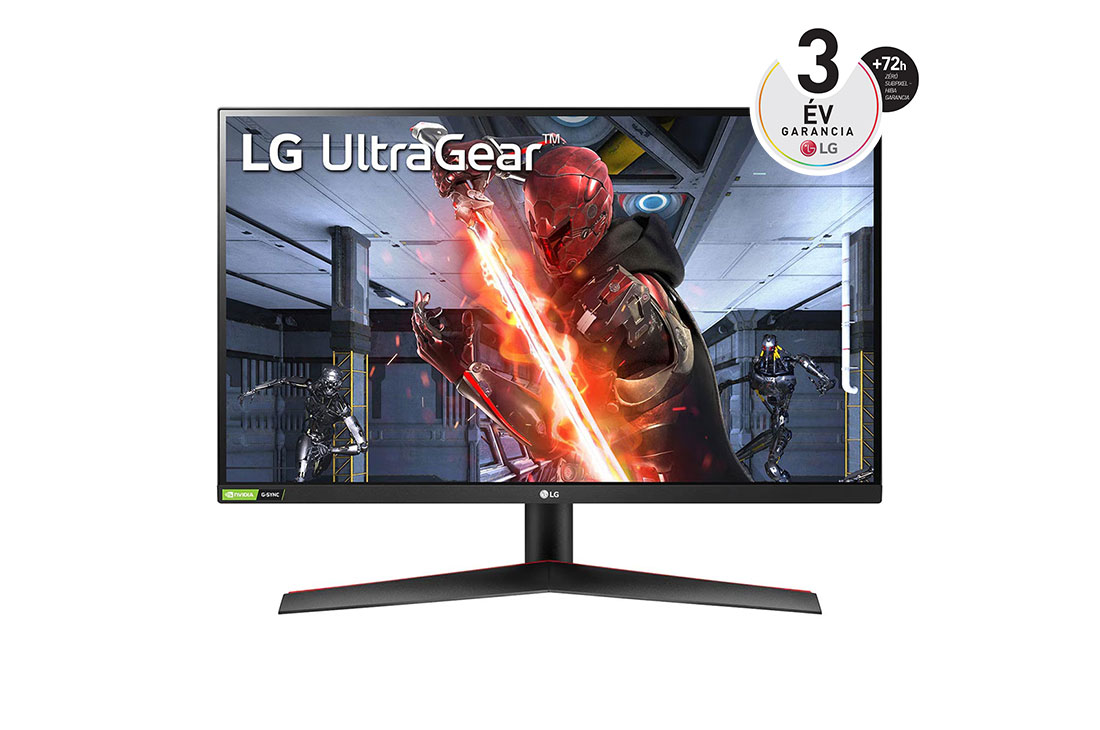 LG 27''-os QHD IPS UltraGear™ gaming monitor 144 Hz-es képfrissítési sebességgel, elölnézet, 27GN800P-B