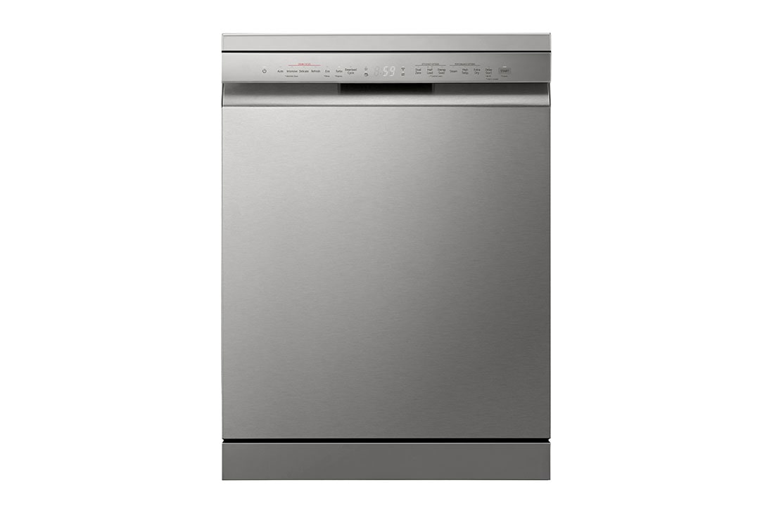 LG QuadWash™ gőzös mosogatógép TrueSteam™ technológiával, Automatikus ajtónyitás, 14 teríték, ThinQ™ WiFi funkció, Elölnézet, DF365FPS
