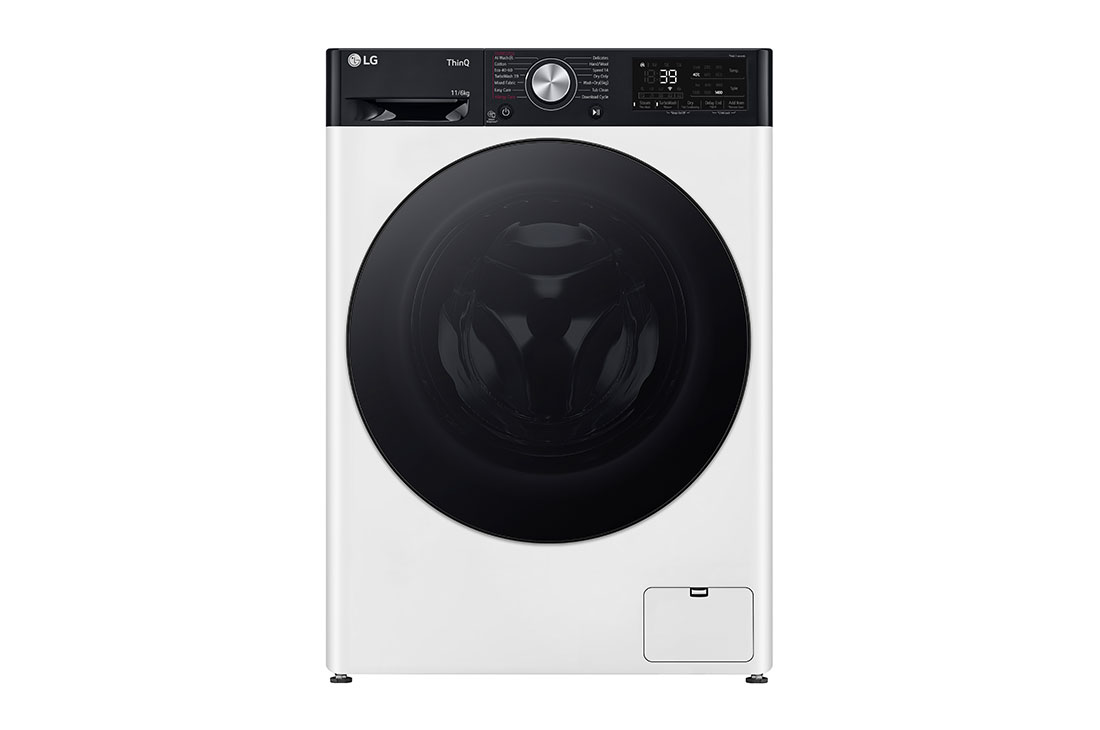 LG 11/6 kg, max. 1400 ford./perc, Gőz mosó-szárítógép, TurboWash™360, AI DD™ és WiFi funkció, Elölnézet, F4DR711S2H