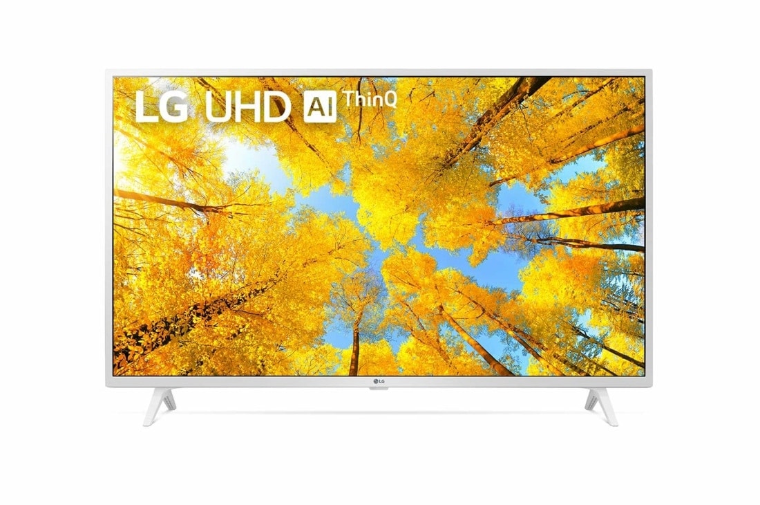 LG UHD 43'' UQ7690 4K TV,  Az LG UHD TV elölnézete kitöltőképpel és terméklogóval, 43UQ76903LE