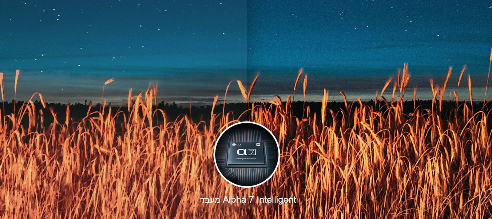תמונת תצוגת הלילה מימין, שעברה אופטימיזציה עם המעבד Alpha 7 Intelligent, חדה ומפורטת יותר מתמונת תצוגת הלילה משמאל.