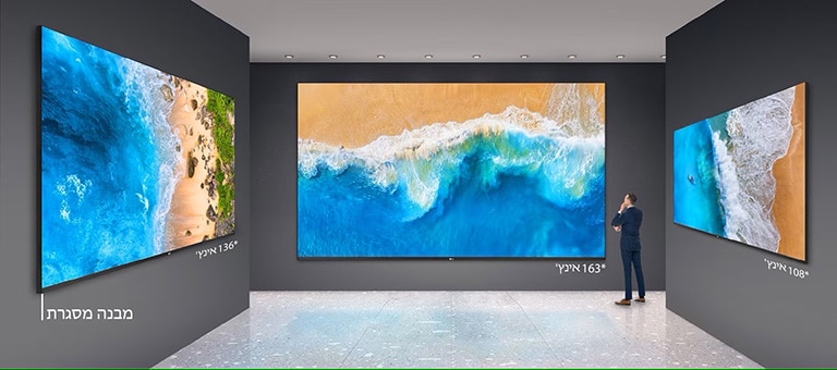 בעזרת ערכות מסגרת ומתלי קיר, ה-MF בגודל 108, 136 ו-163 אינץ' נראים כמו יצירות אמנות תלויות על הקיר.