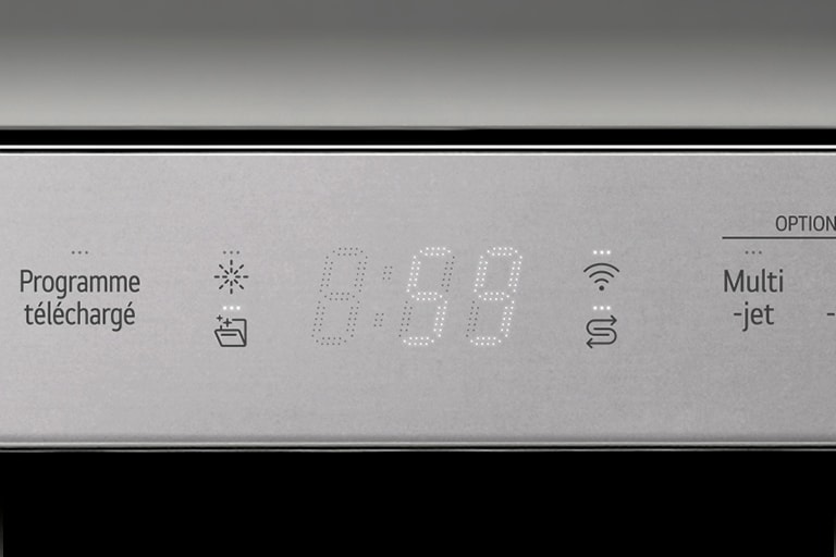 לוח ה-LED של המדיח מוצג בתמונת תקריב.