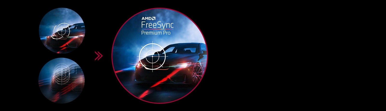 טכנולוגיית AMD FreeSync™ Premium Pro מקטינה תופעות כגון גמגום וקריעת מסך.