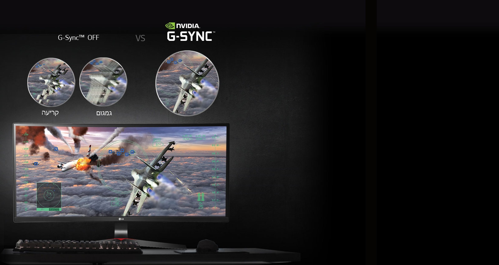 תצוגת משחק שונה עם NVIDIA G-SYNC™1