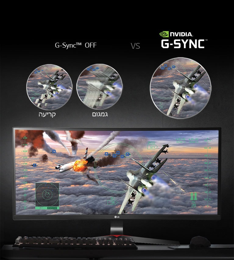 תצוגת משחק שונה עם NVIDIA G-SYNC™2