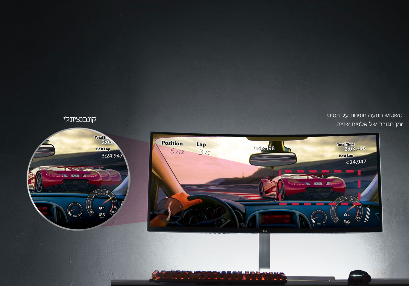 תנועה זורמת עם<br>“1ms Motion Blur Reduction”<br>1