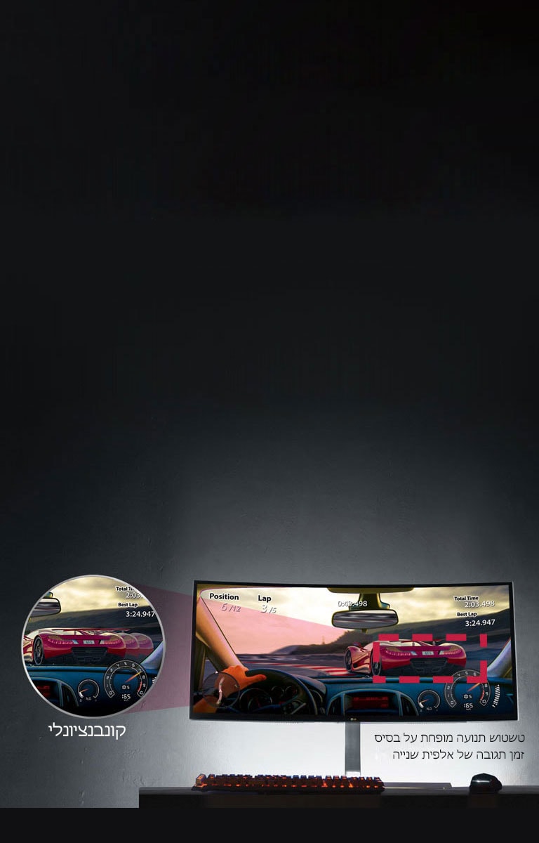 תנועה זורמת עם<br>“1ms Motion Blur Reduction”<br>2