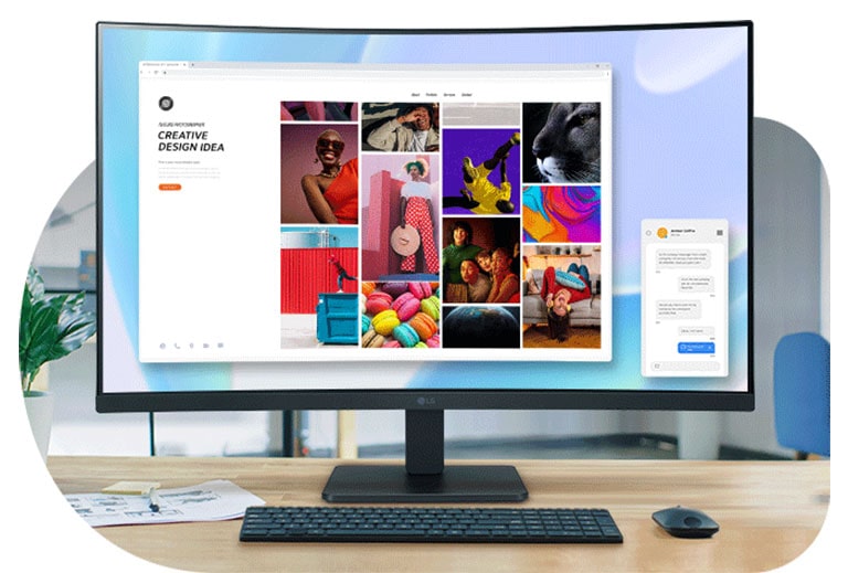 מסך Full HD (1920x1080) זה יכול להציג בבת אחת מגוון תוכניות עם צבעים חדים על גבי מסך רחב בגודל 31.5 אינץ' בקיעור 1500R, מה שמעלה את יעילות העבודה. 