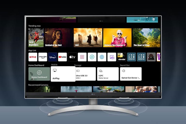 ניתן לחקור מגוון סדרות וסרטים עם אפליקציות מובנות ב-webOS22. וגם 2 רמקולי סטריאו 5 וואט כדי להשלים את חוויית הסאונד הסוחפת.	