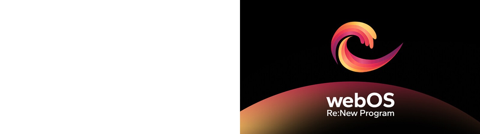 לוגו webOS Re:New Program מוצג על רקע חשוך.	