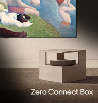 טלוויזיית טפט LG OLED evo AI W6 מציגה ביצועי 4K 165Hz True Wireless עם Zero Connect Box, כדי להציע התקנה נקייה ללא כבלים תוך שמירה על איכות תמונה גבוהה.